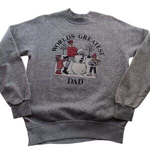 Vintage Crewneck Dad Sweatshirt Large Worlds Greatest Bassett-Walker Gray 90s